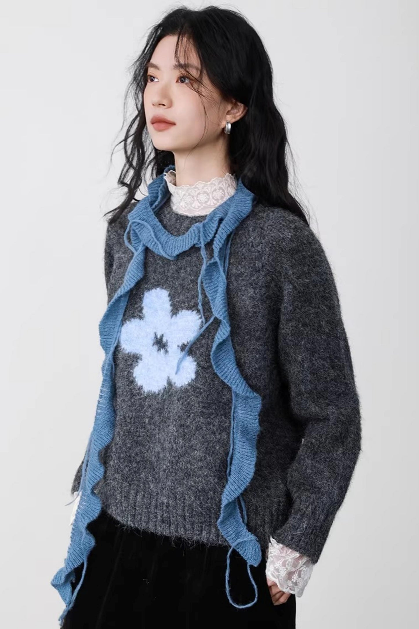 Misty Blue Latte Scarf