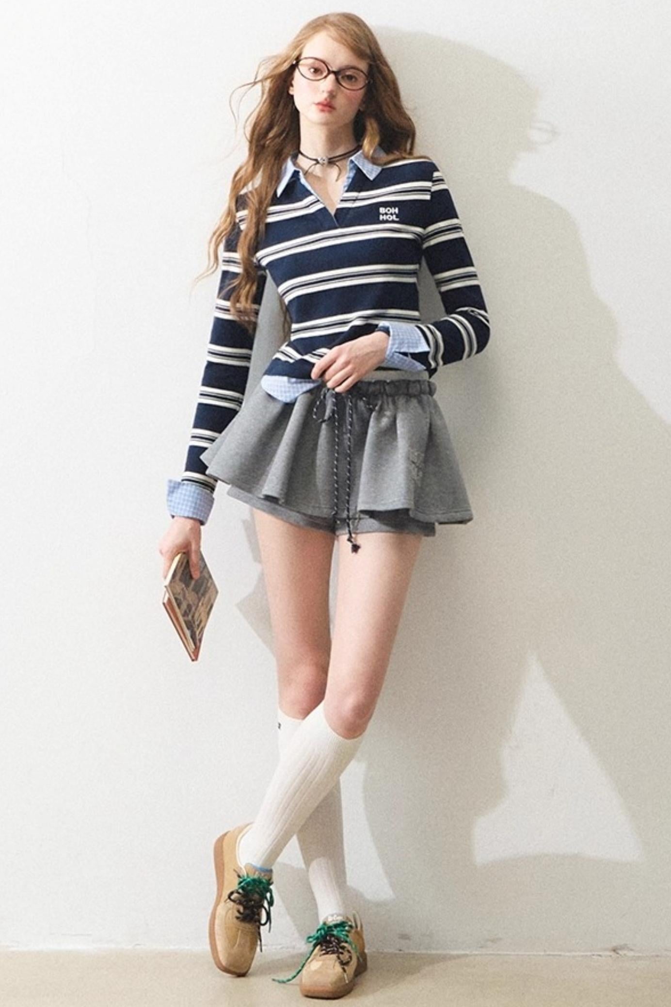 Mint Intellectual Striped Polo T-shirt