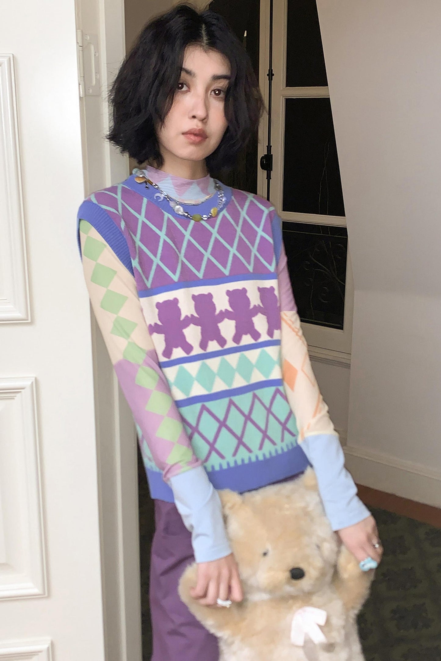 Retro Waffle Knit Vest