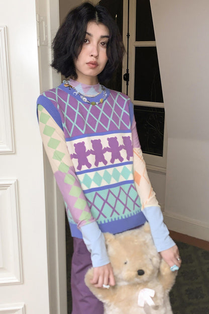 Retro Waffle Knit Vest