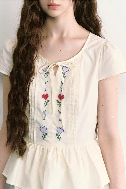 Colorful Embroidered Double-Layer Dress