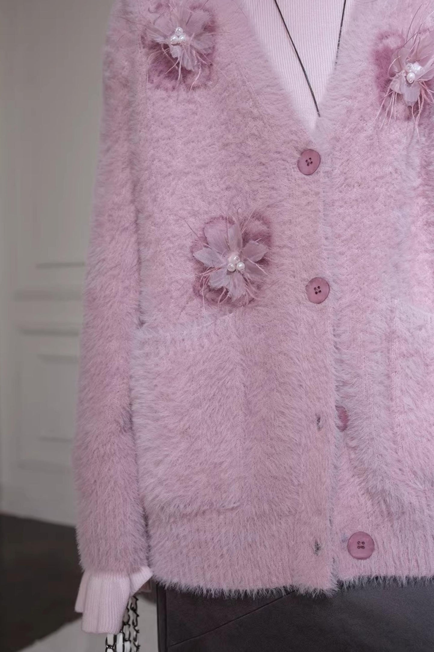 Human Pink Feder-Cardigan