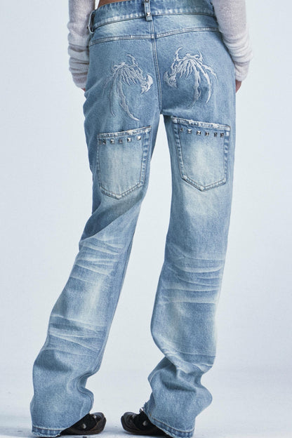 Vintage Washed Distressed Jeans Pants
