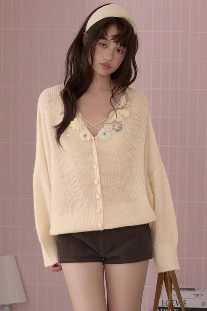 Sweet Floral Knit Sweater