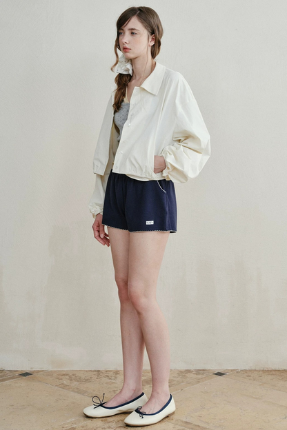 Contrasting Dog-Tooth Lace Shorts