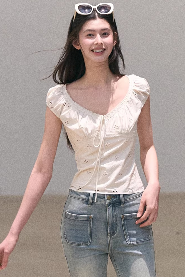 Embroidered Cotton Lace Top