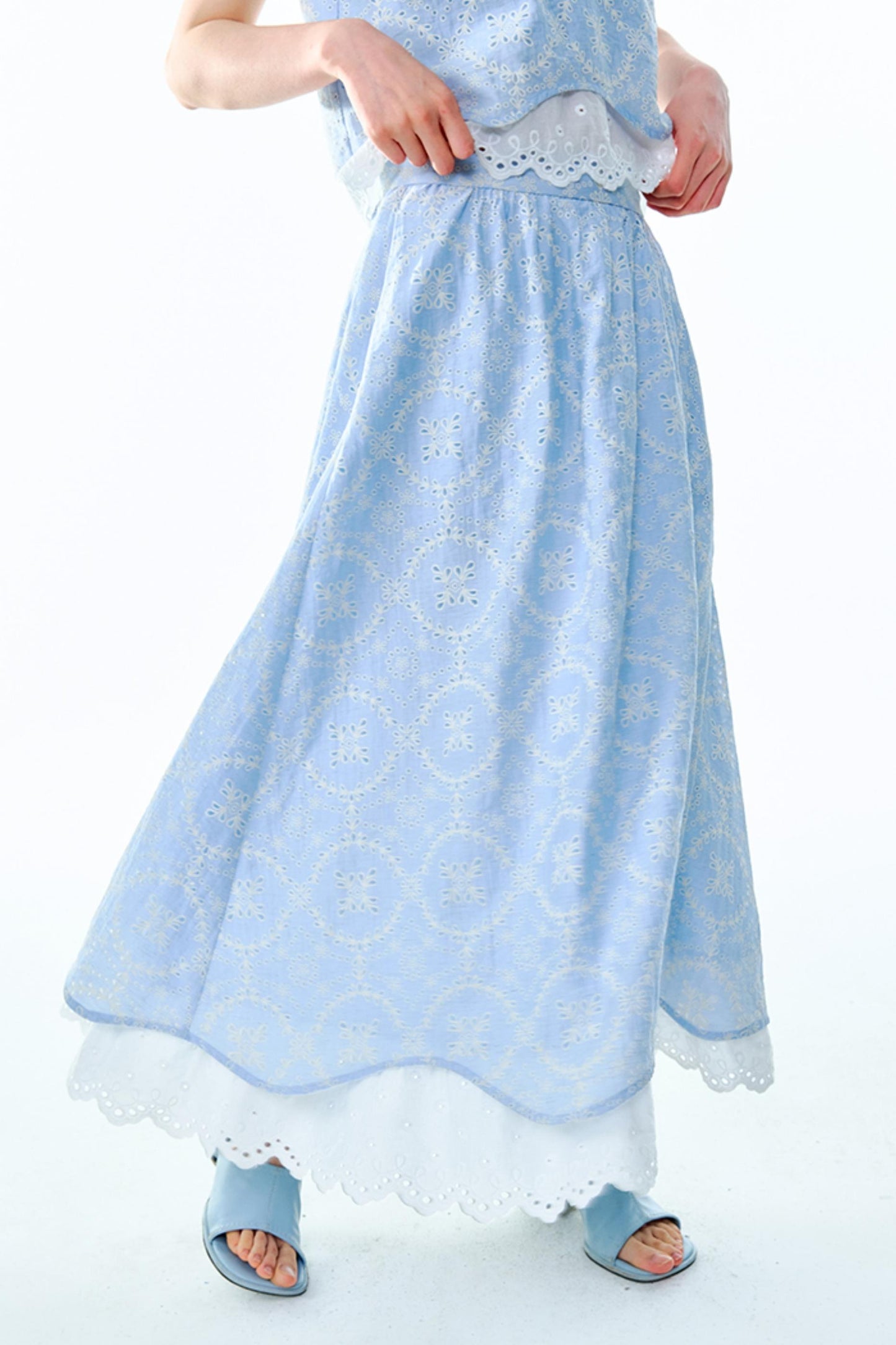 Linen Blend Top & Skirt Set-Up