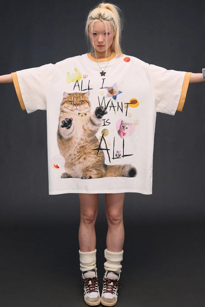 Cat Print T-Shirt