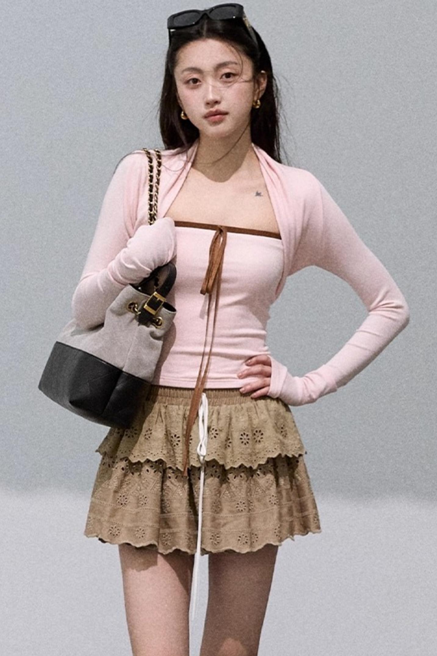 Lyocell Perforated Embroidered Puffy Cake Skirt