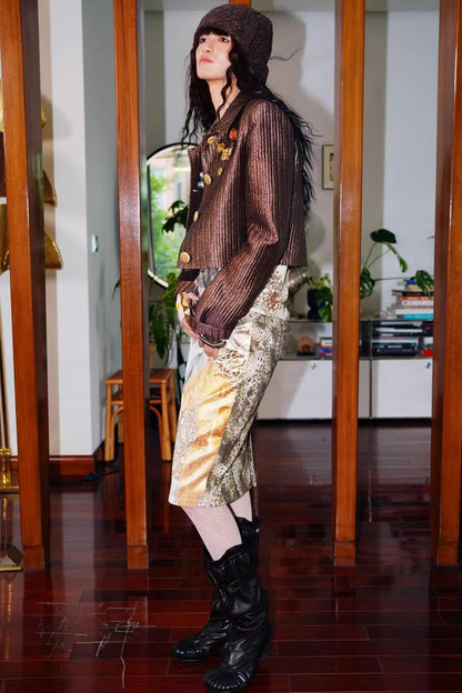 Gold Silk Glitter Jacket