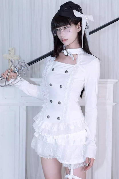 Velvet Double-Breasted Top