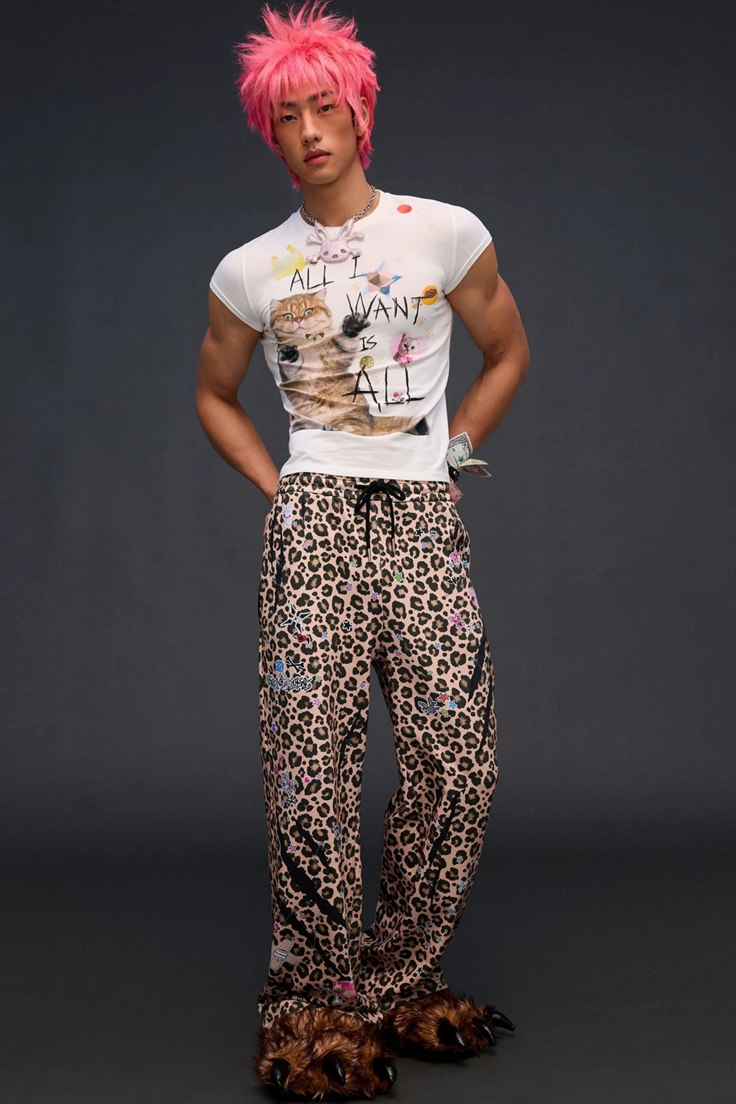 Cat Print Slim Fit Top