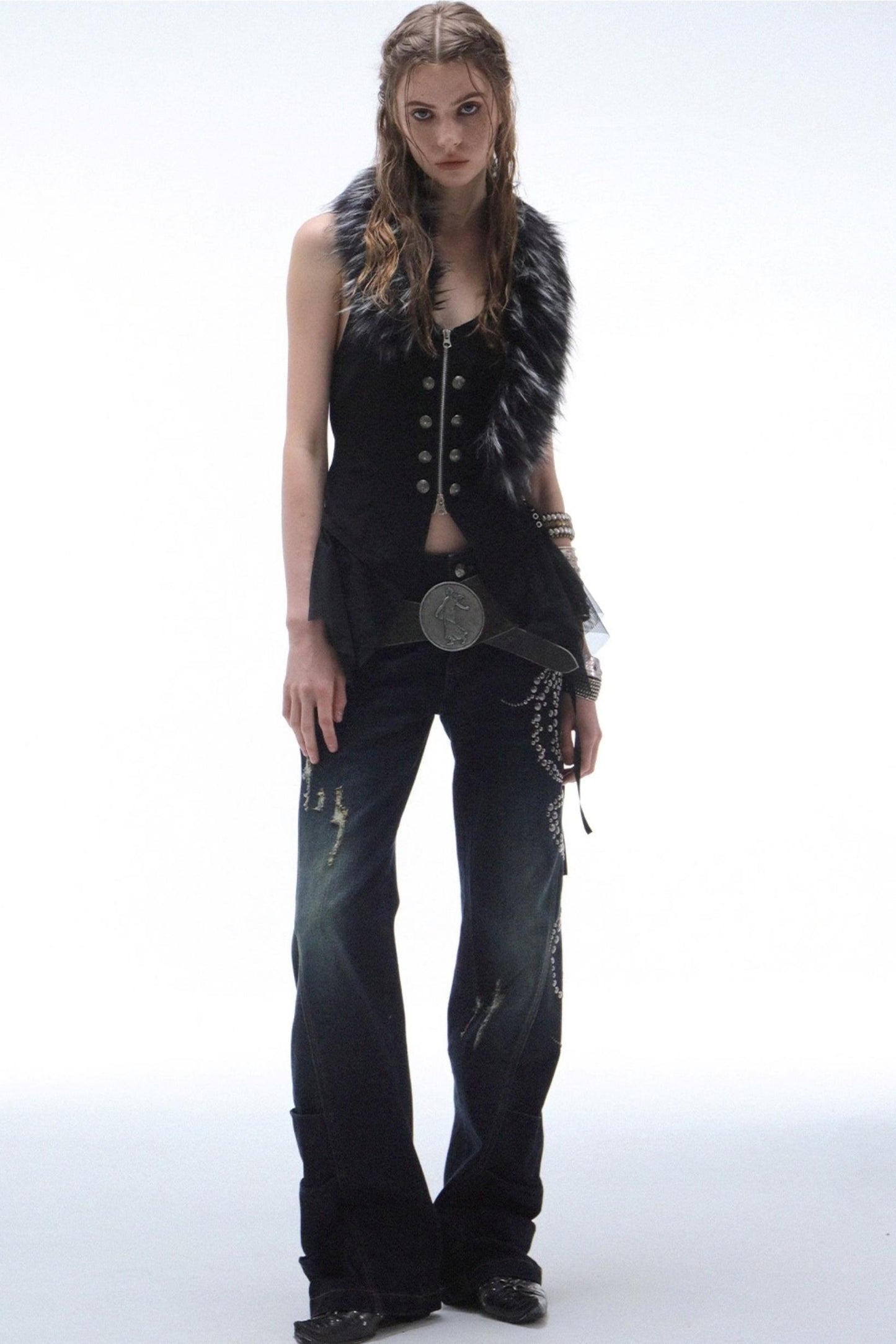 Vintage Straight Bootcut Distressed Jeans