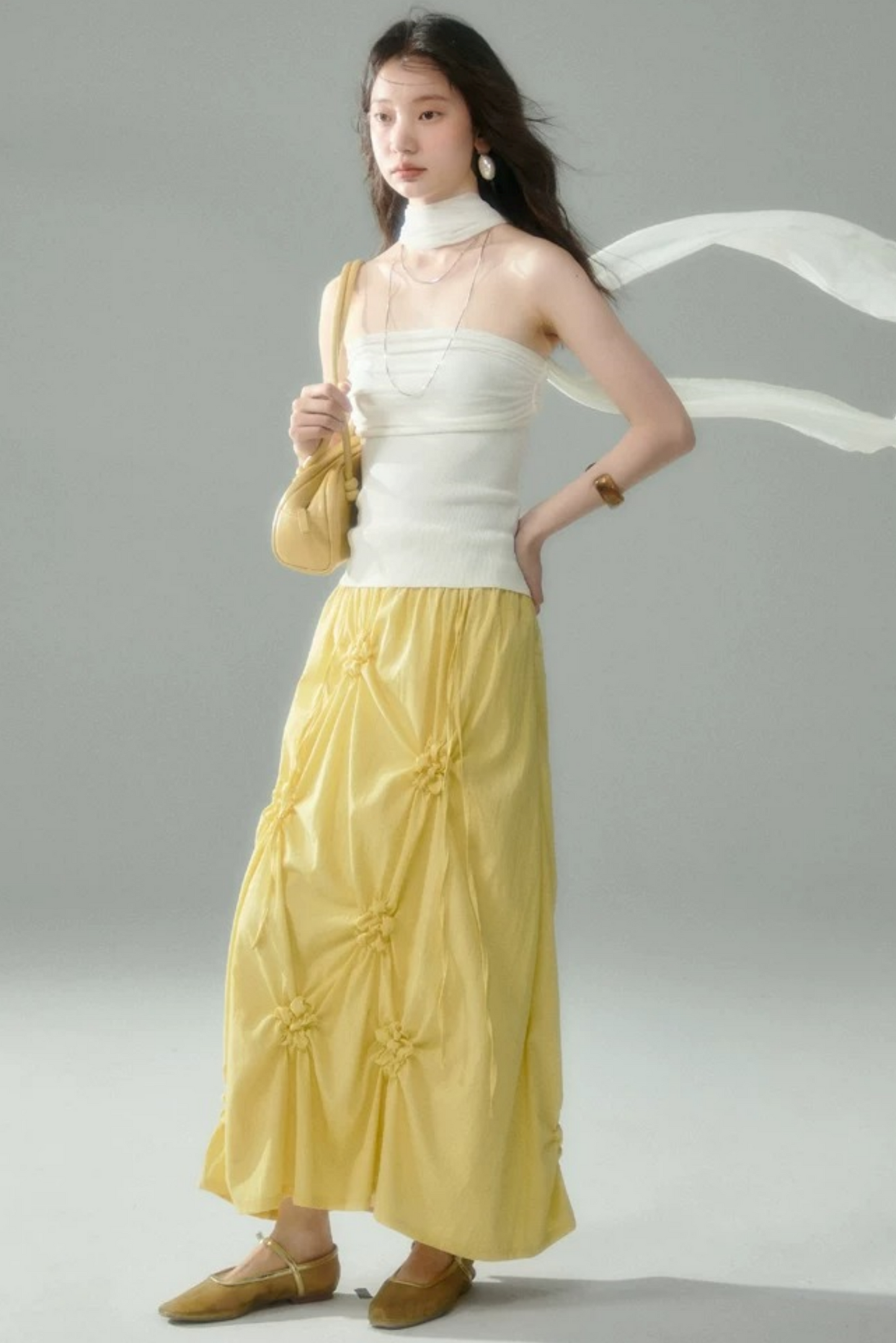 Marigold Pleated Flower Dress