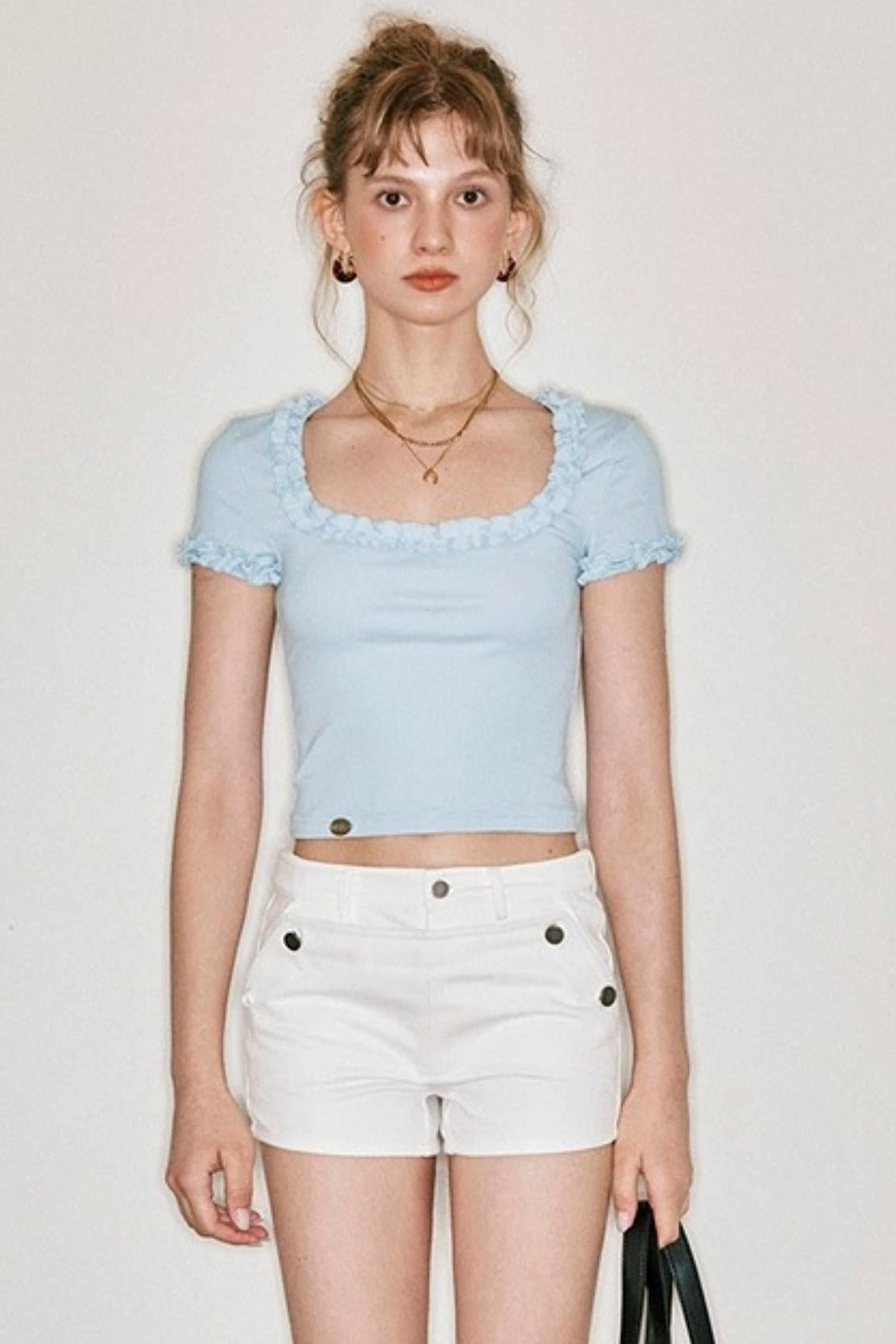 Blue Lace Short Sleeve Top
