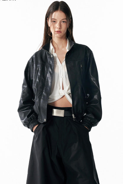 Vintage Texture Motorcycle Leather Jacket