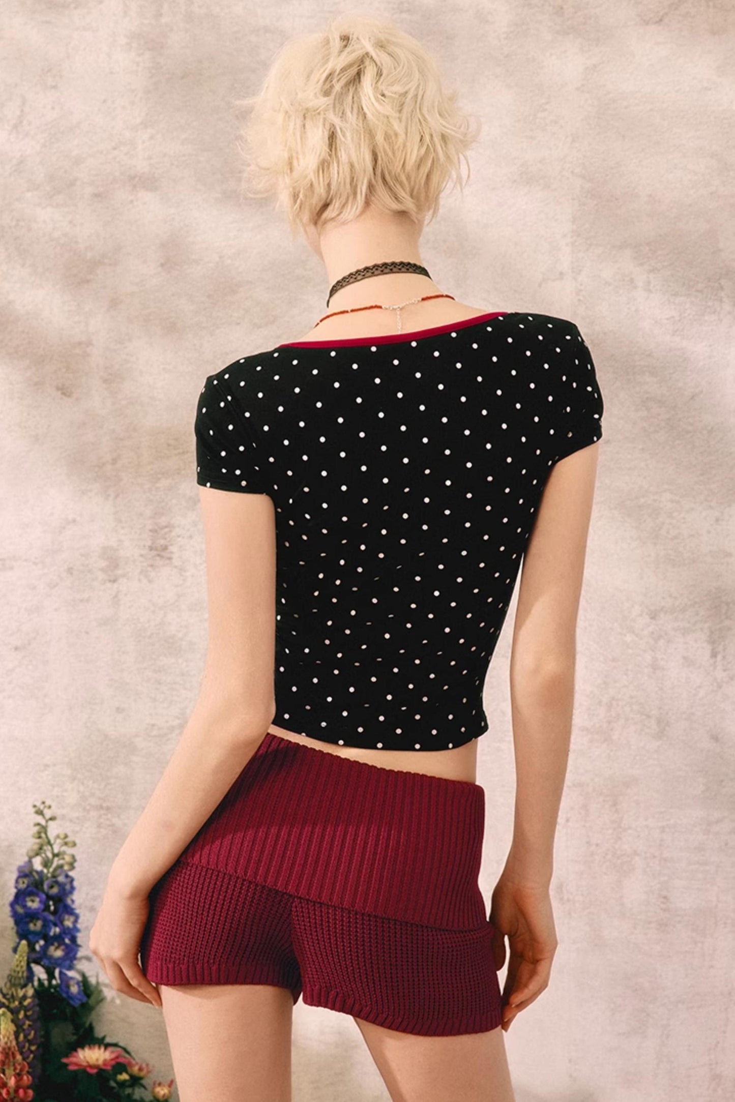 Summer Polka Dot V-Neck Tee