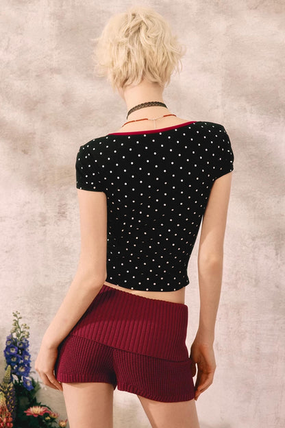 Summer Polka Dot V-Neck Tee