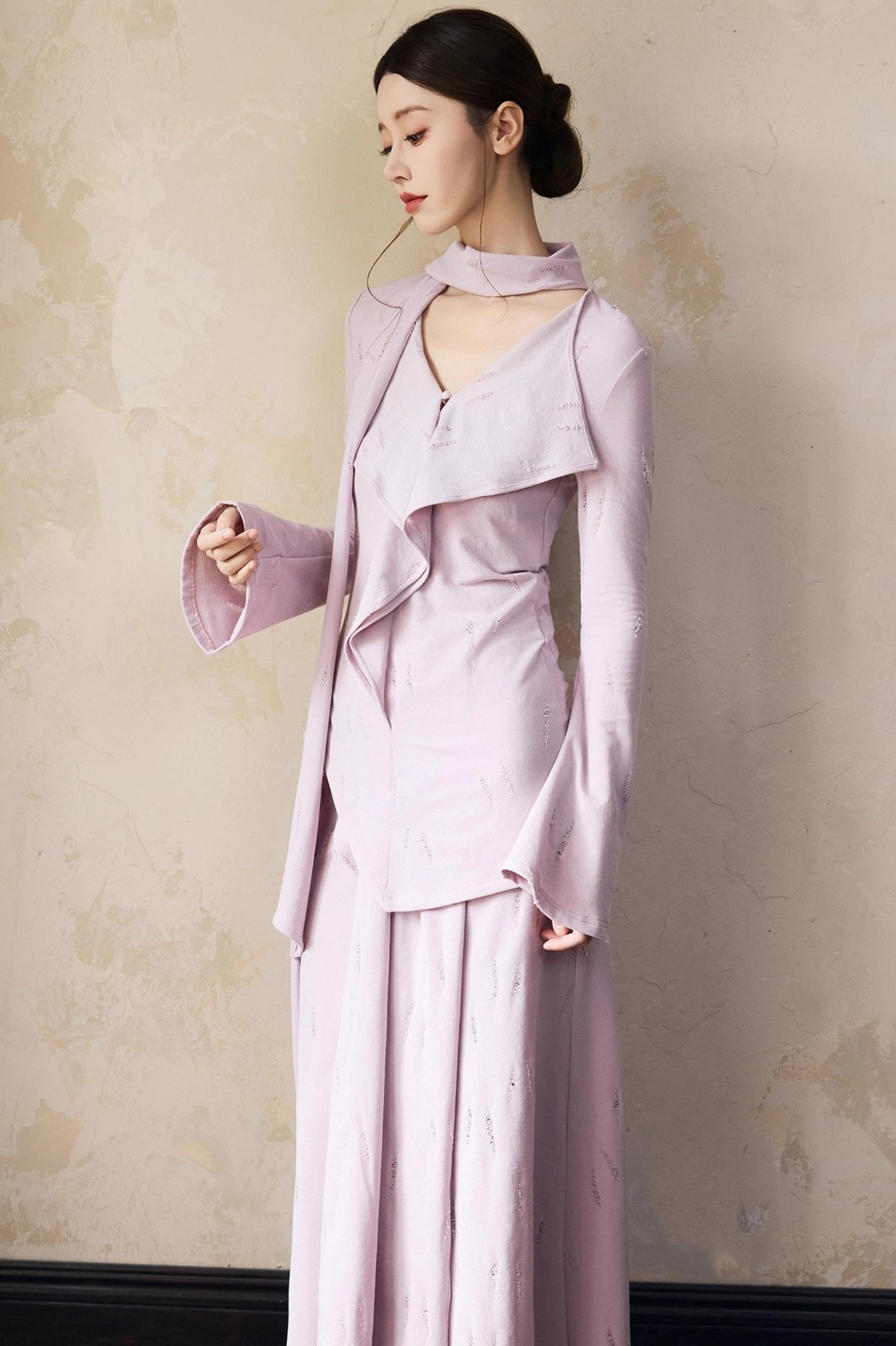 Autumn Purple Knitted Top Skirt Set-Up