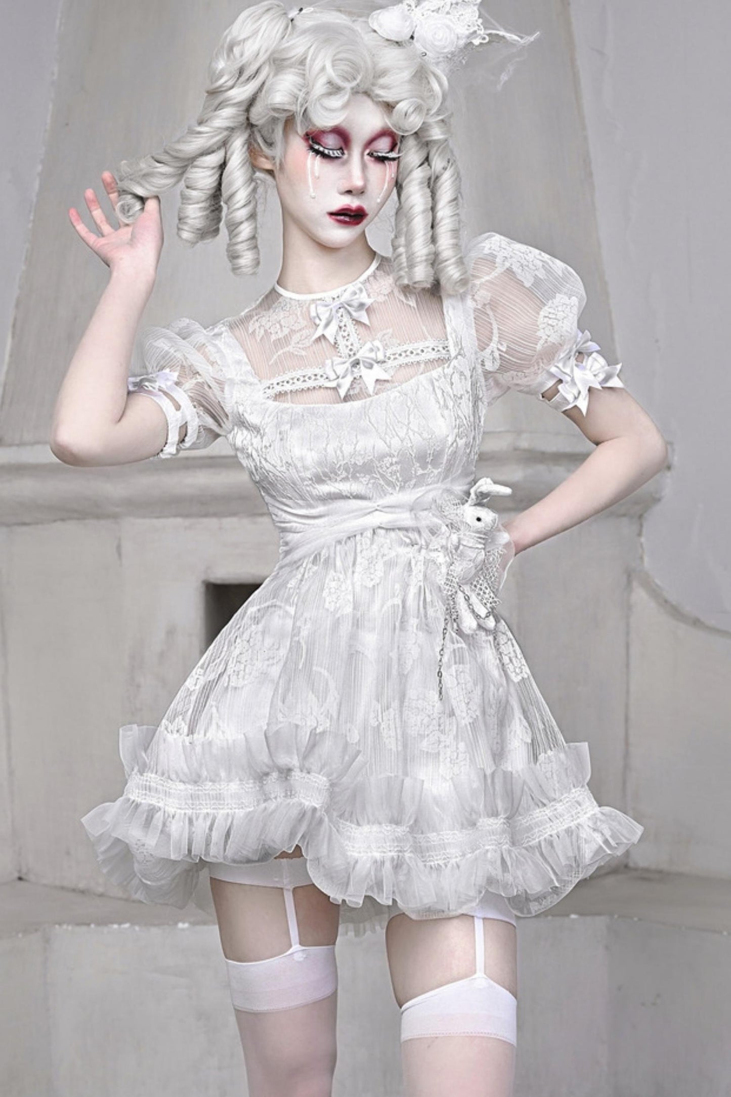 Sleeping Alice Gothic Chiffon Dress Set-Up