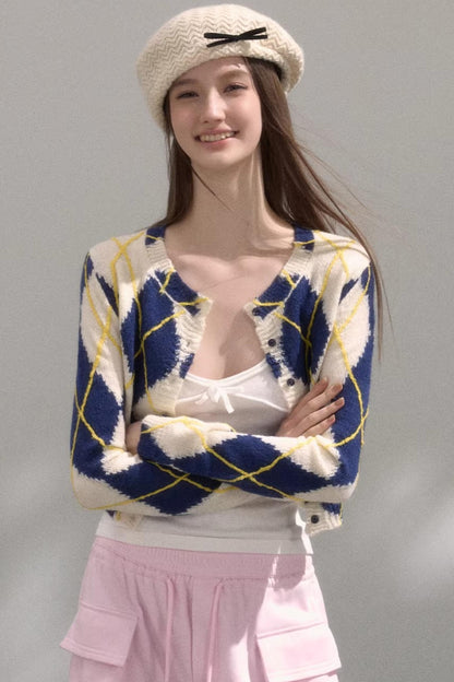 Retro Quilted Knit Sweater