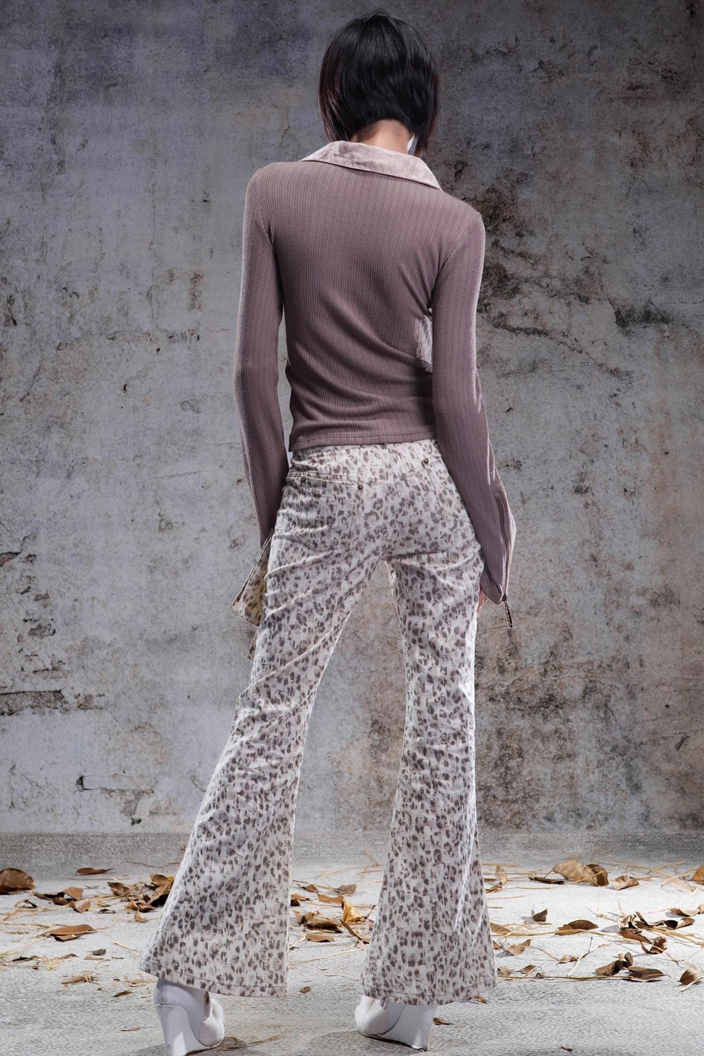 Vintage Leopard Print Flared Pants
