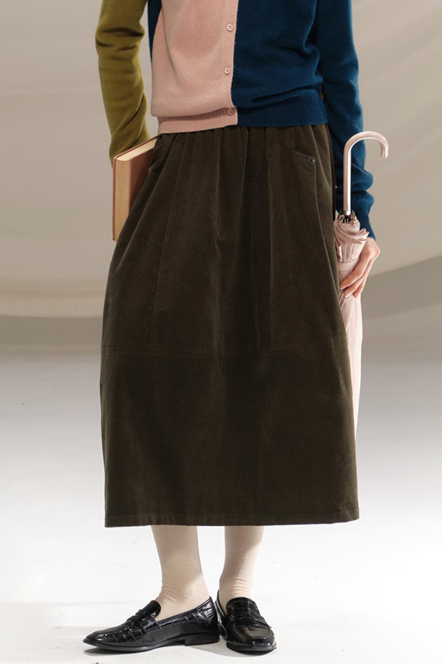 Retro Green Pleated Skirt