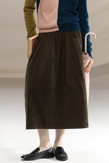 Retro Green Pleated Skirt