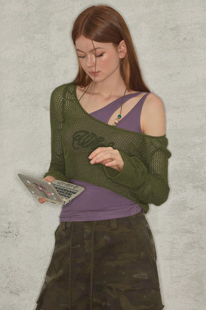 Holo Knit Asymmetric Top