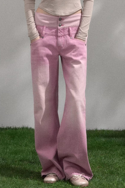Sweet Pink Wide Waistband Jeans