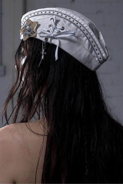 White-Black Sailor Hat