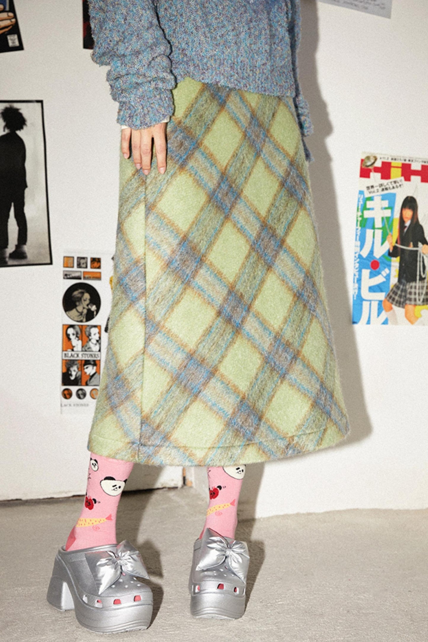 Retro A-Line Plaid Skirt