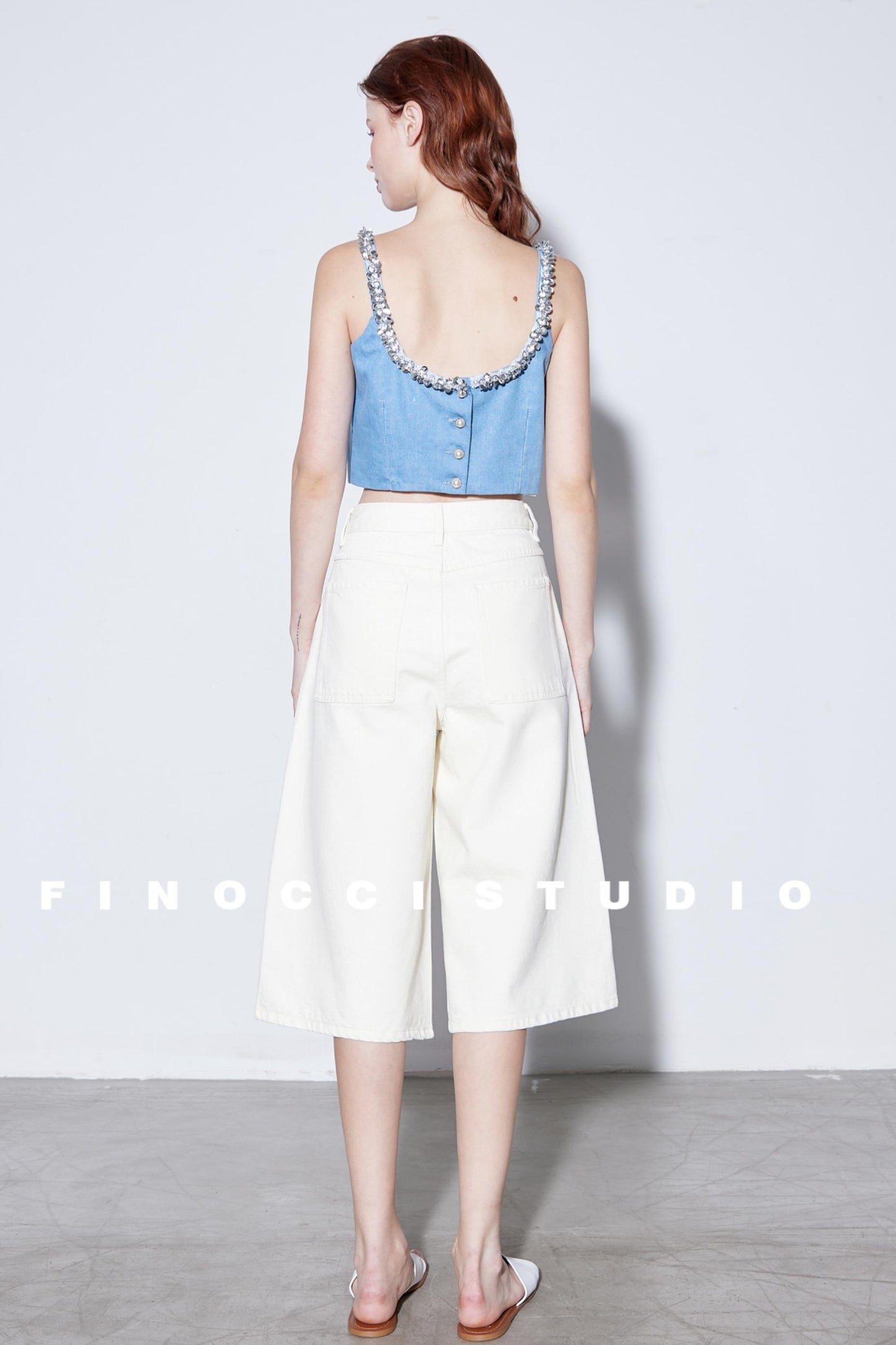 Relaxed Cotton Wide-Leg Denim Shorts