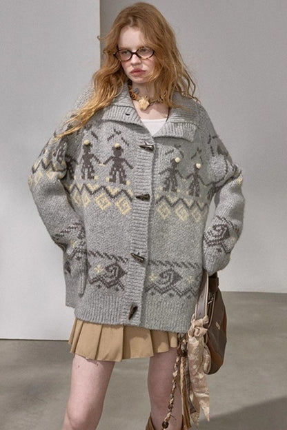 Pom-Pom Knit Cardigan Jacket