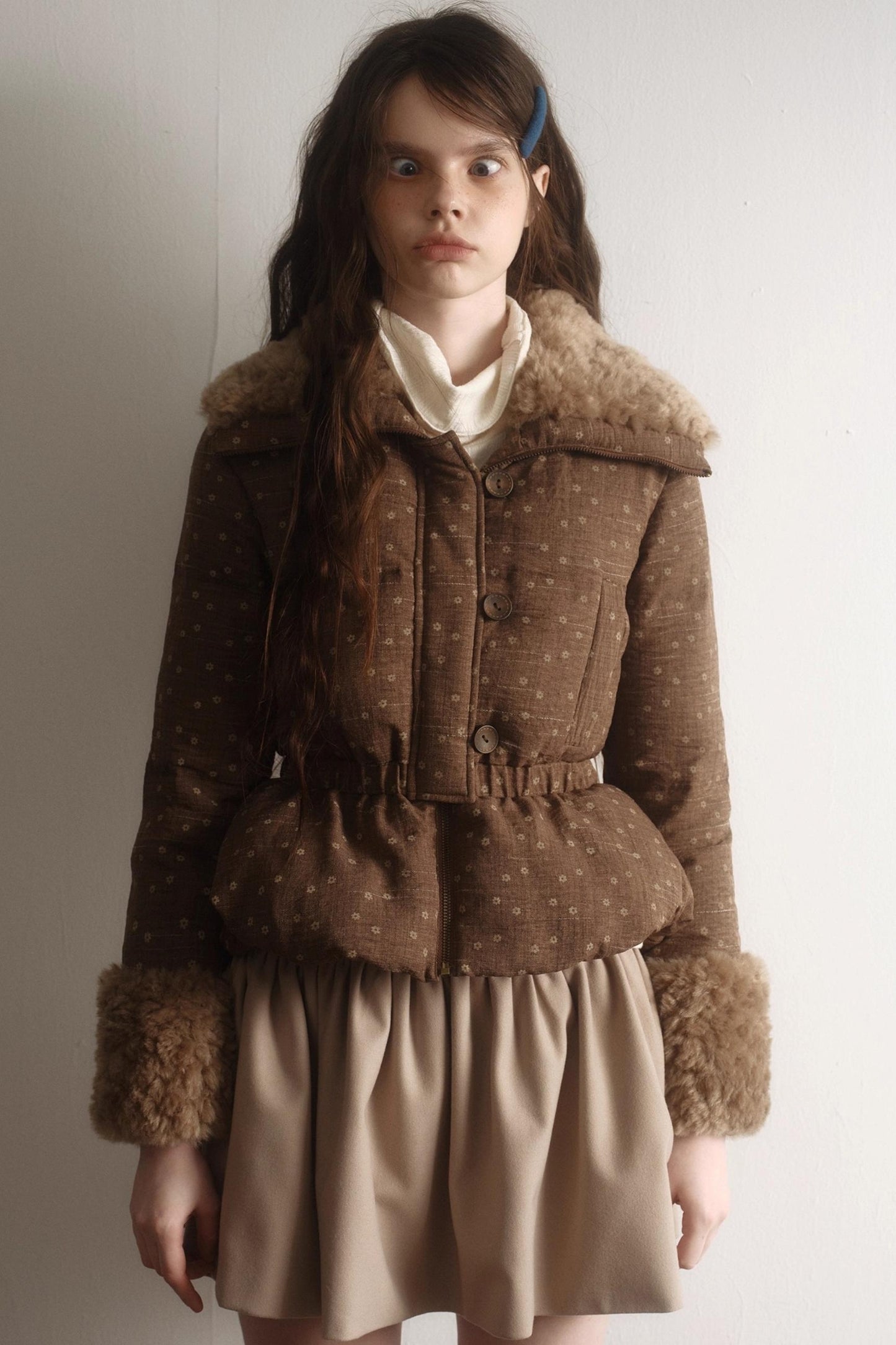 Retro Floral Down Jacket Set-Up