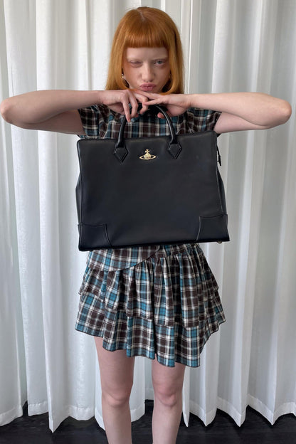 Blue Plaid Two-Piece Top Skirt Set-Up