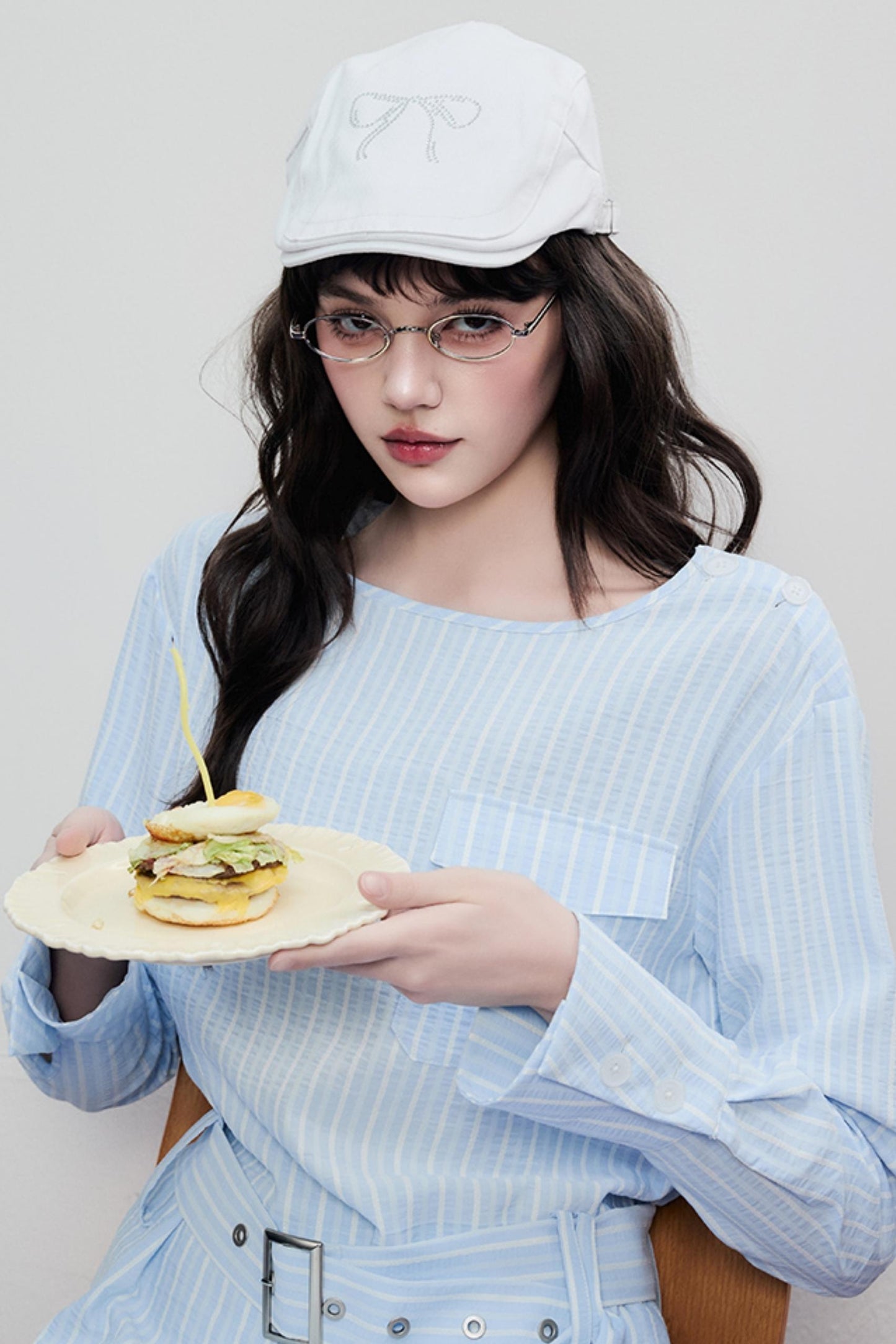 Airy Stripe Two Piece Skirt Set-Up