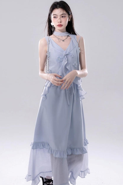 Floral Embroidered Cardigan Dress Set