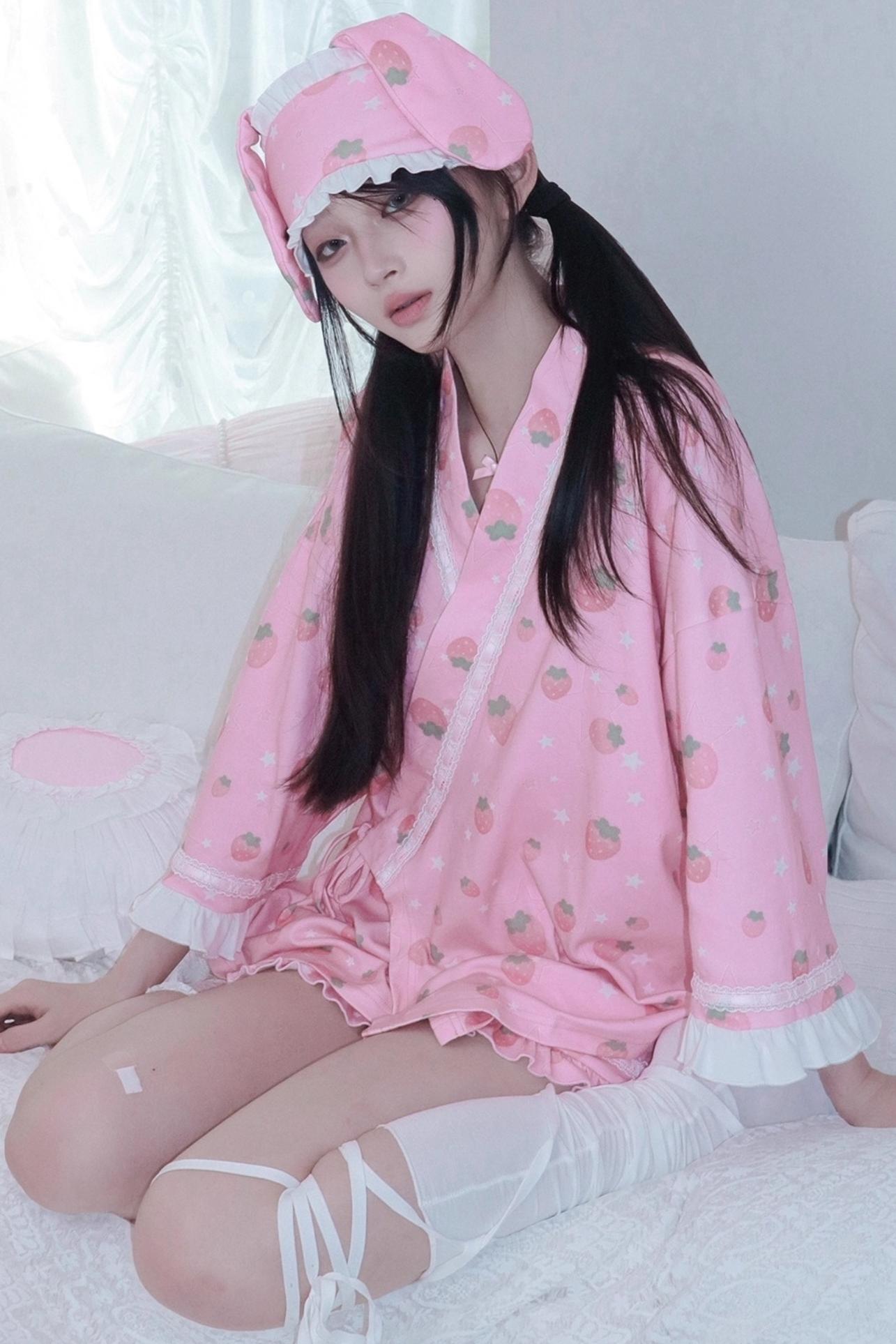 Soft Strawberry Star Pajamas Set-Up