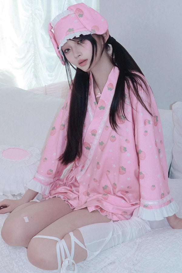 Soft Strawberry Star Pajamas Set-Up