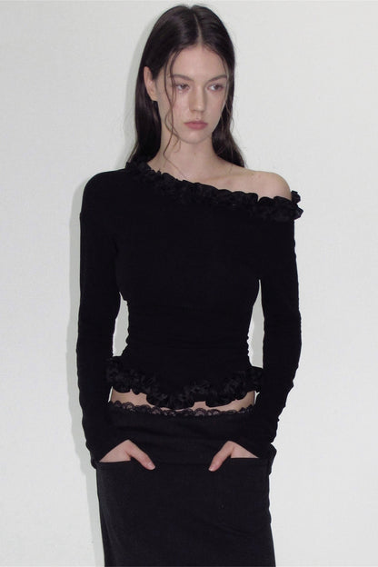 Irregular Lace Waist Slimming Top