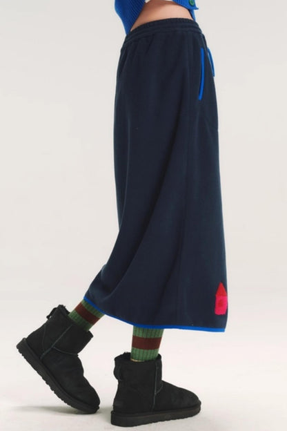 Embroidered Color-Block Skirt