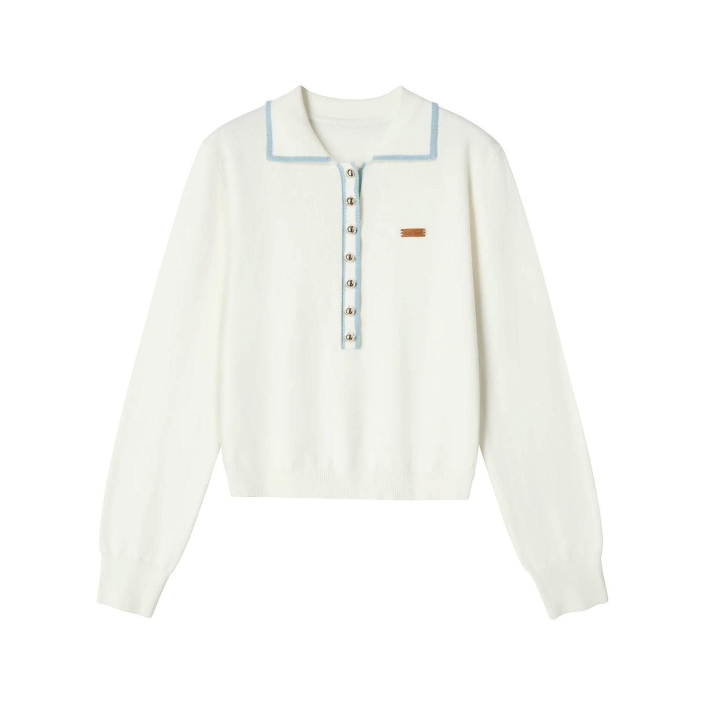 White Knit Polo Sweater Set-Up
