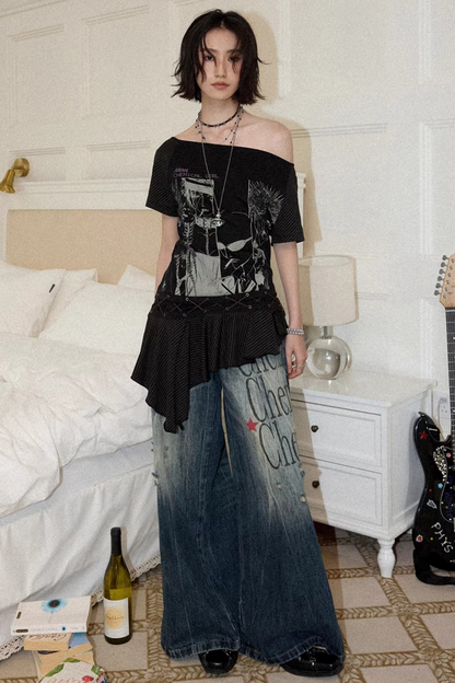 High-Waisted Flared Jeans