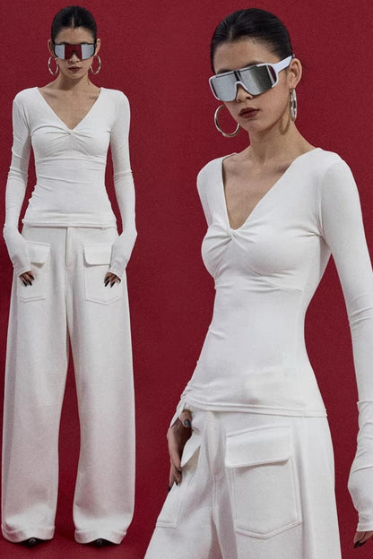 Chest Twist Pleated Winter Top