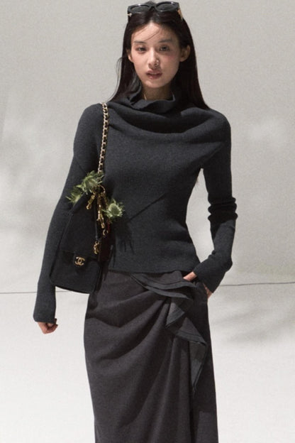 Oak Sculptural Pleated Midi Skirt