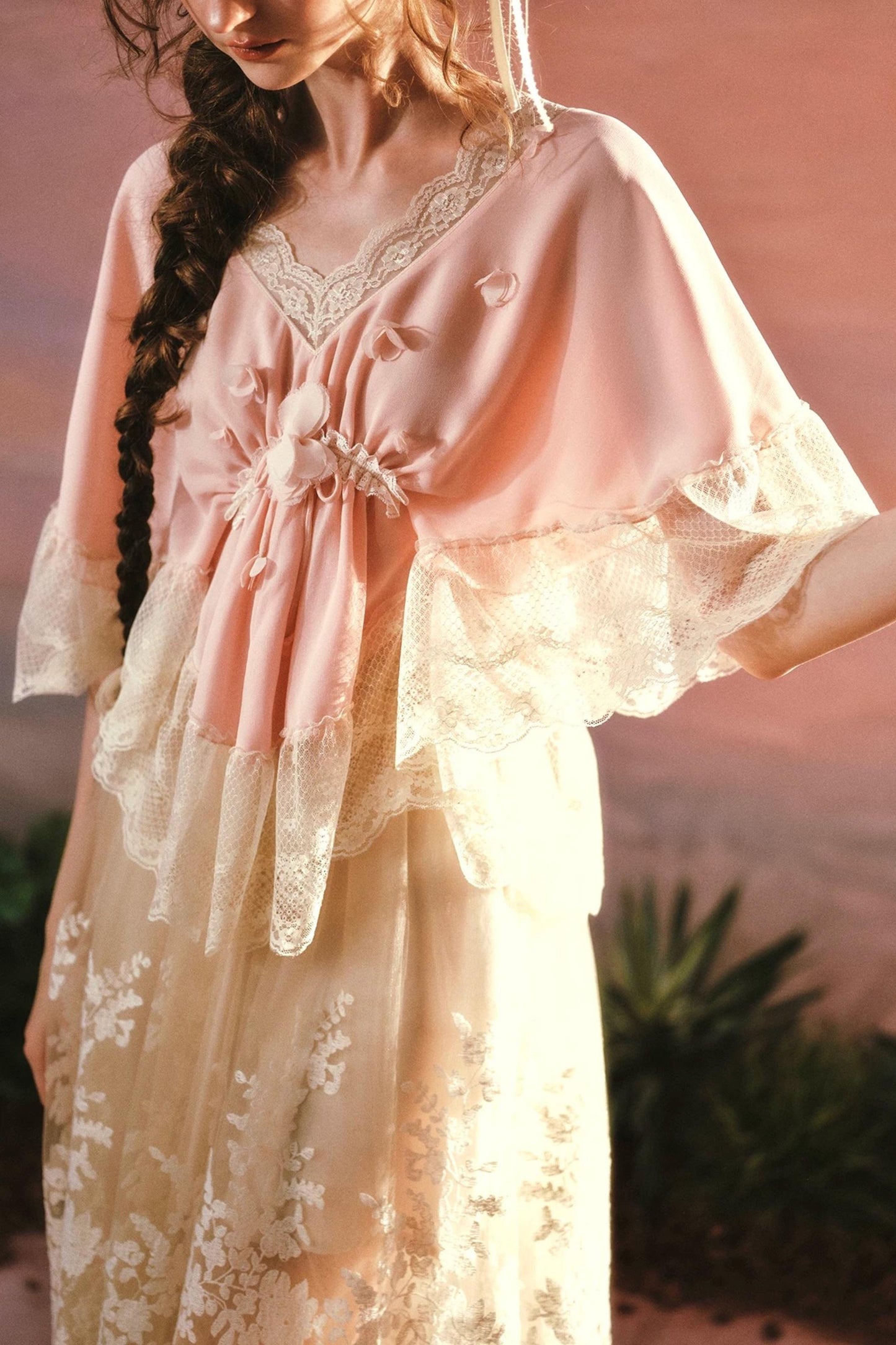 French V-Neck Lace Top