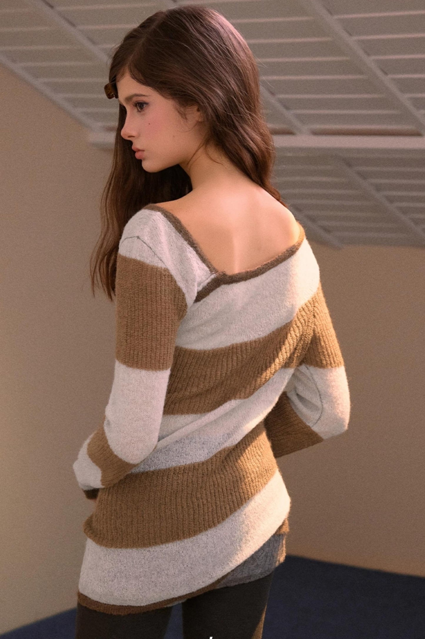 Color-Block Asymmetrical Knit Sweater