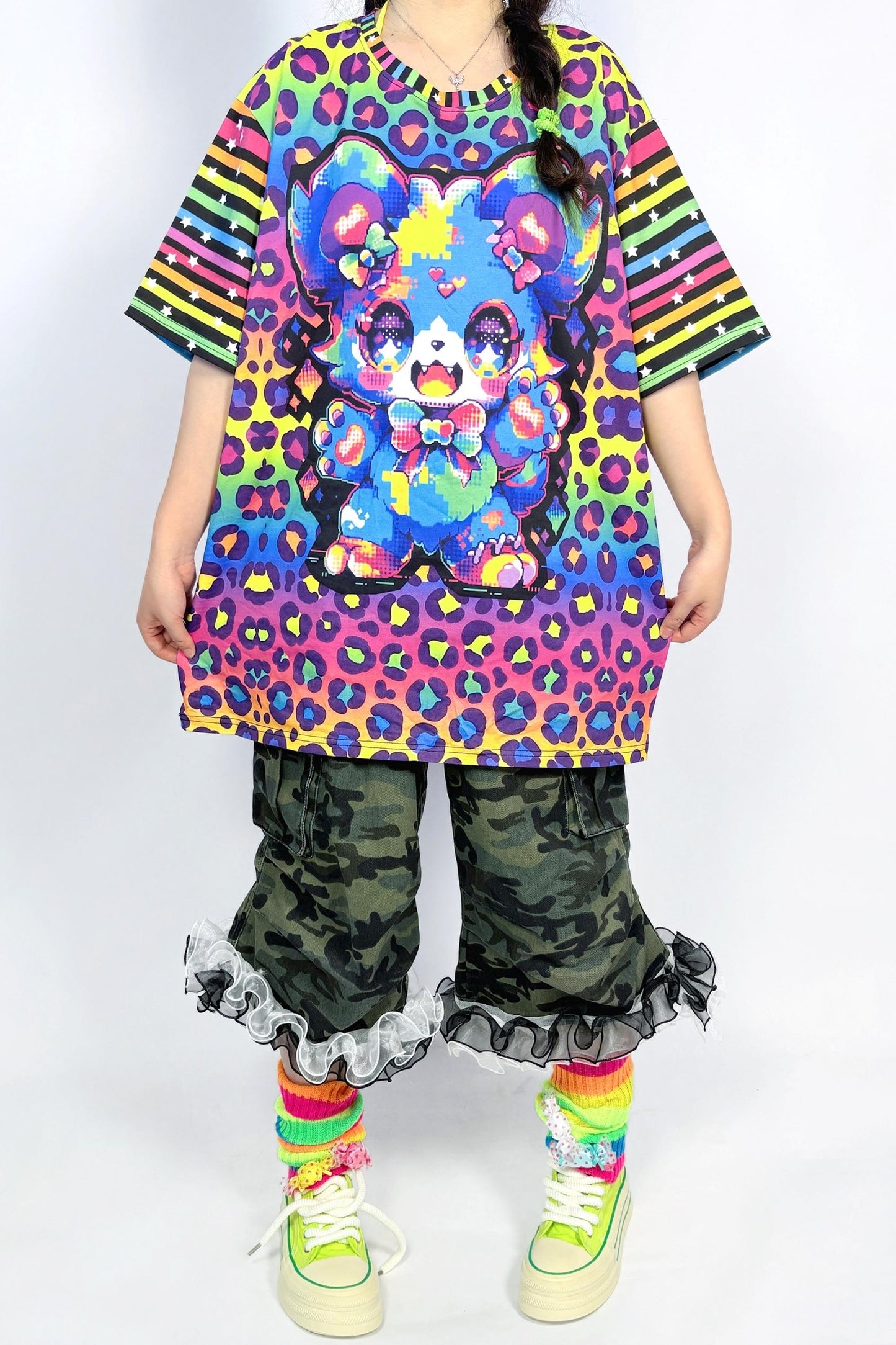 Rainbow Color Cotton Loose T-shirt