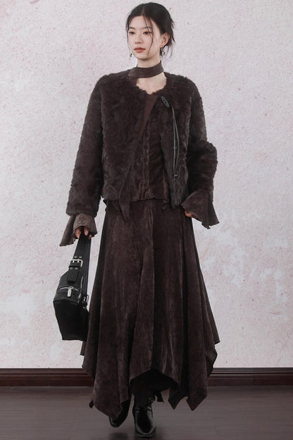 Winter Velvet Top Skirt Set-Up